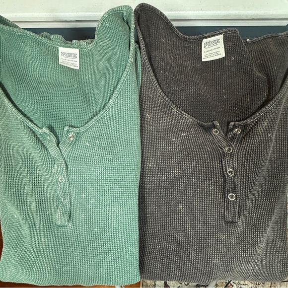 PINK VICTORIA SECRET tunic waffle knit long sleeve shirts - Picture 1 of 9